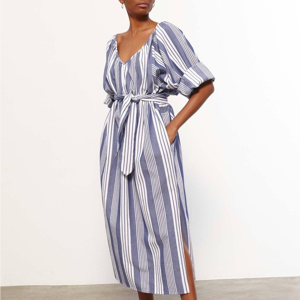 Mara Hoffman Dress Luz Belted Column Stripe Coverup‎ Midi Sz S